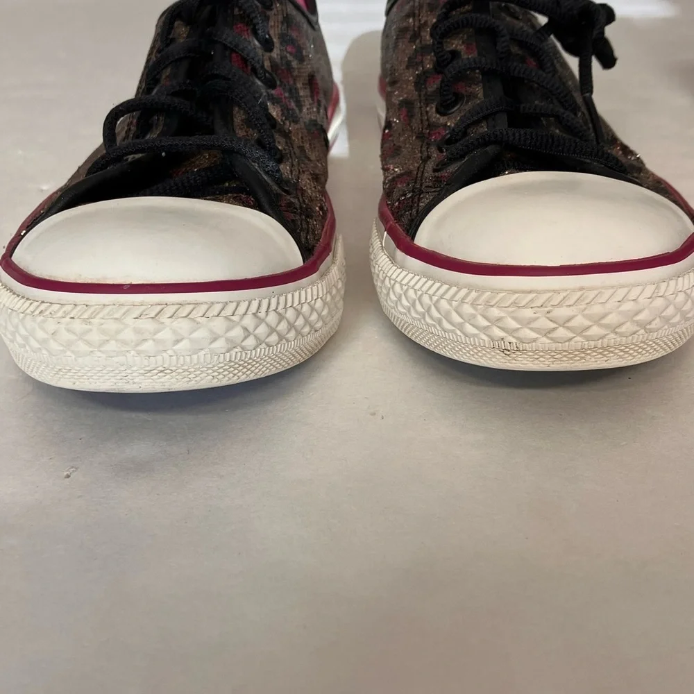 Converse All Star Metallic Leopard Print Sneakers, Black/Gold, Size 5 (Junior)